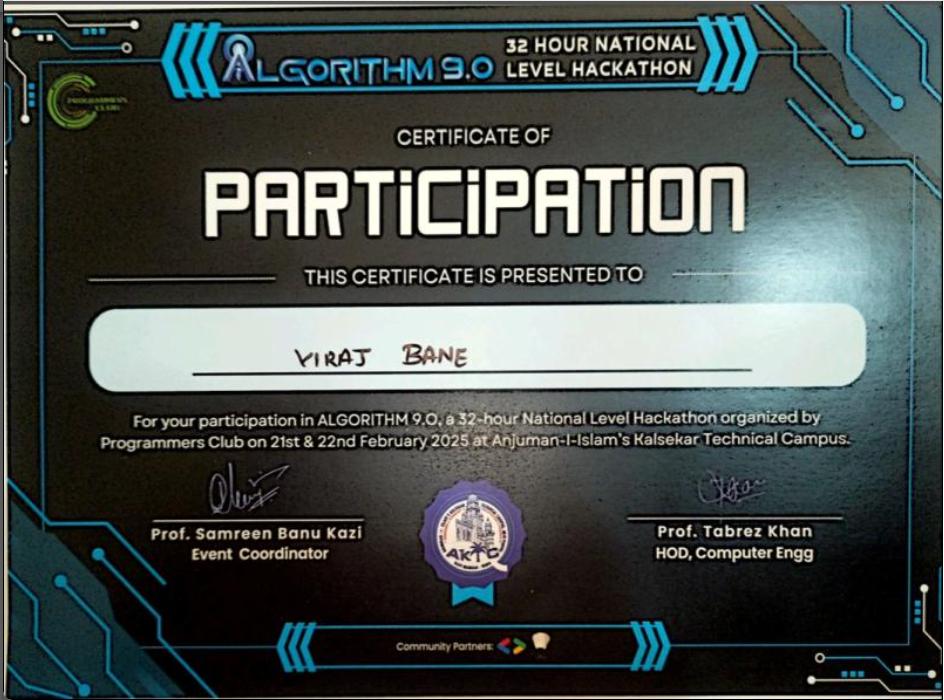 Algorithm 9.0 Hackathon